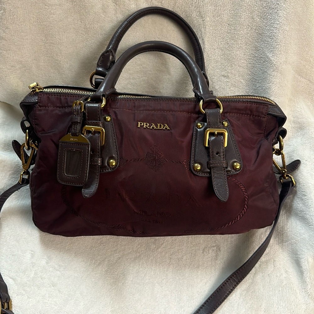 Prada 2 way bag Burgundy nylon